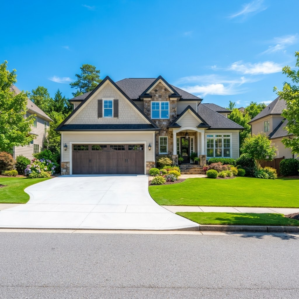 Clean, freshly pressure washed home exterior and driveway in the GTA