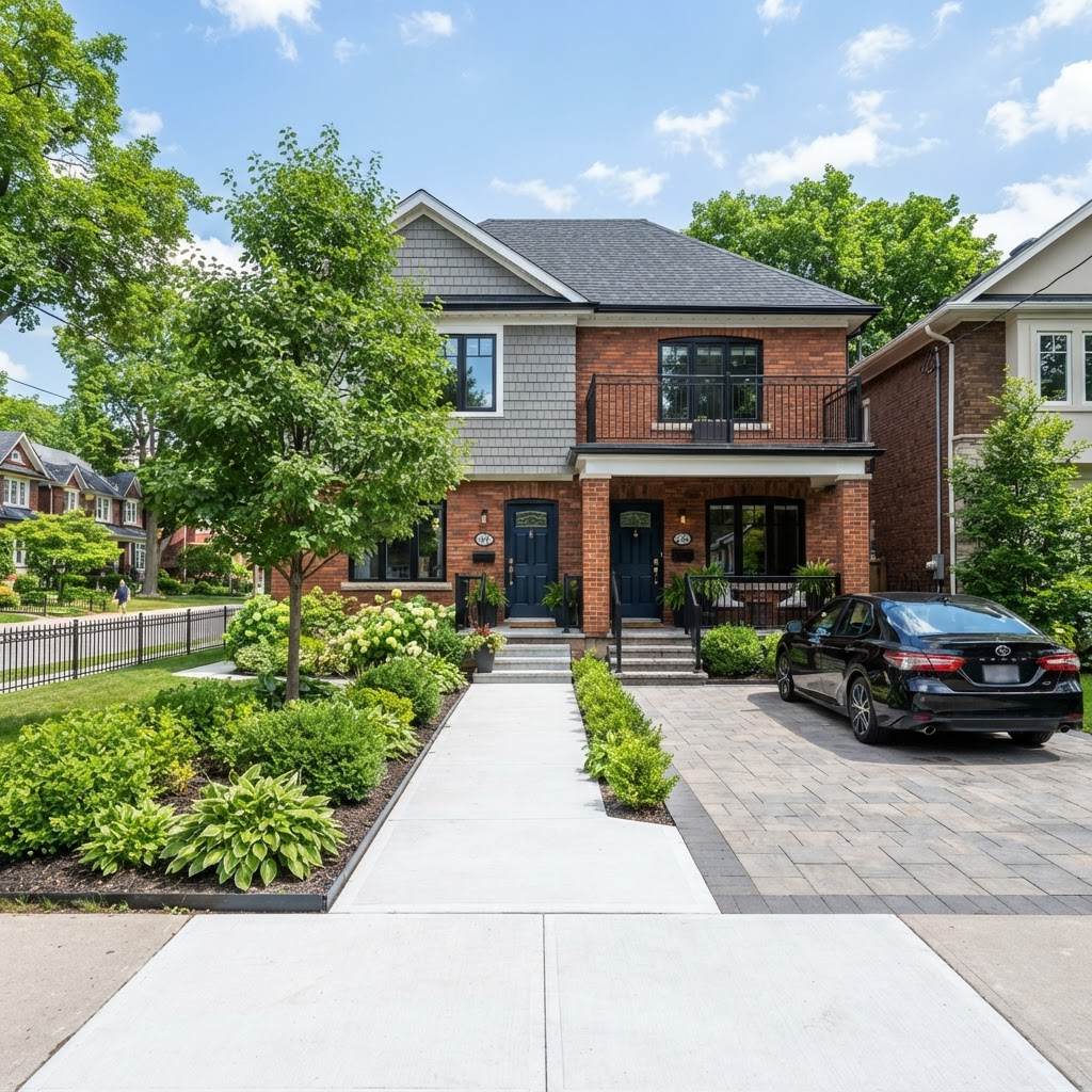 Clean, well-maintained Toronto rental property exterior and driveway