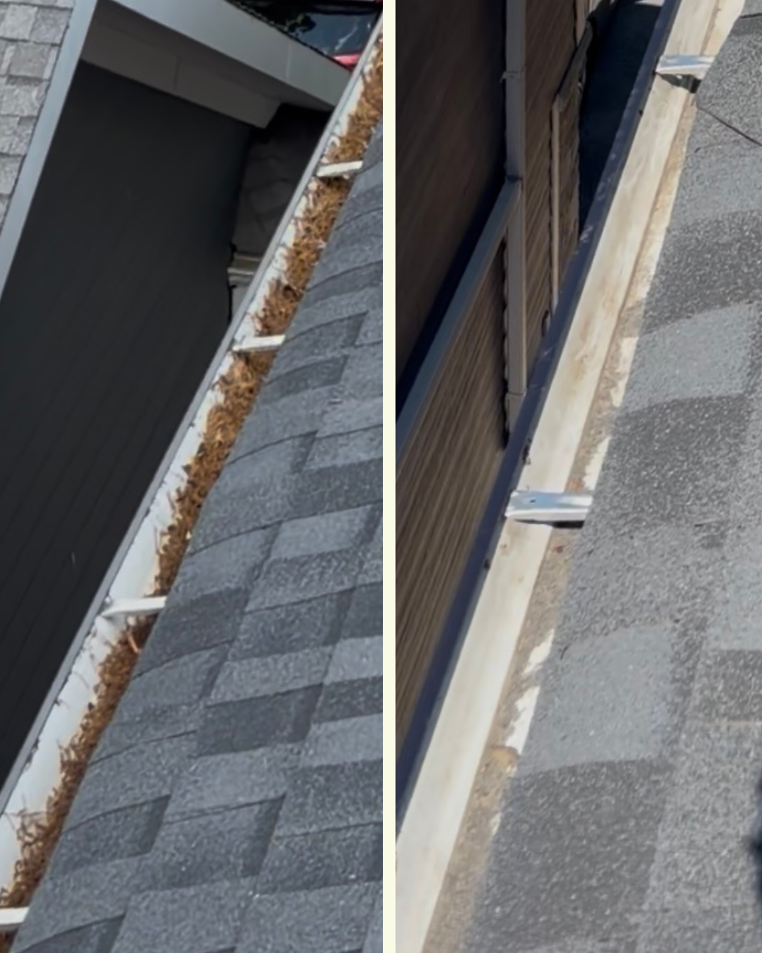 Eavestrough cleaning before and after transformation
