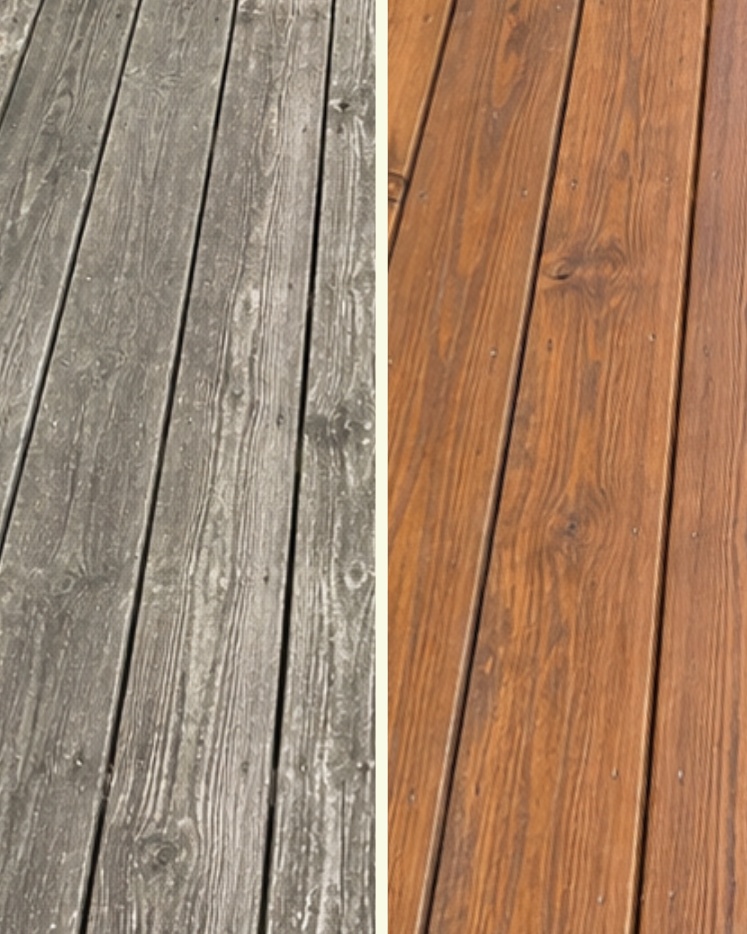 Deck staining before and after transformation