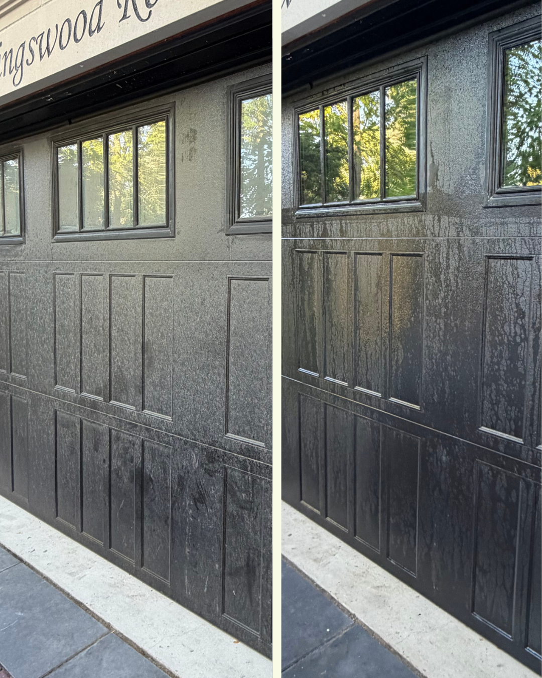 Garage door washing before and after transformation