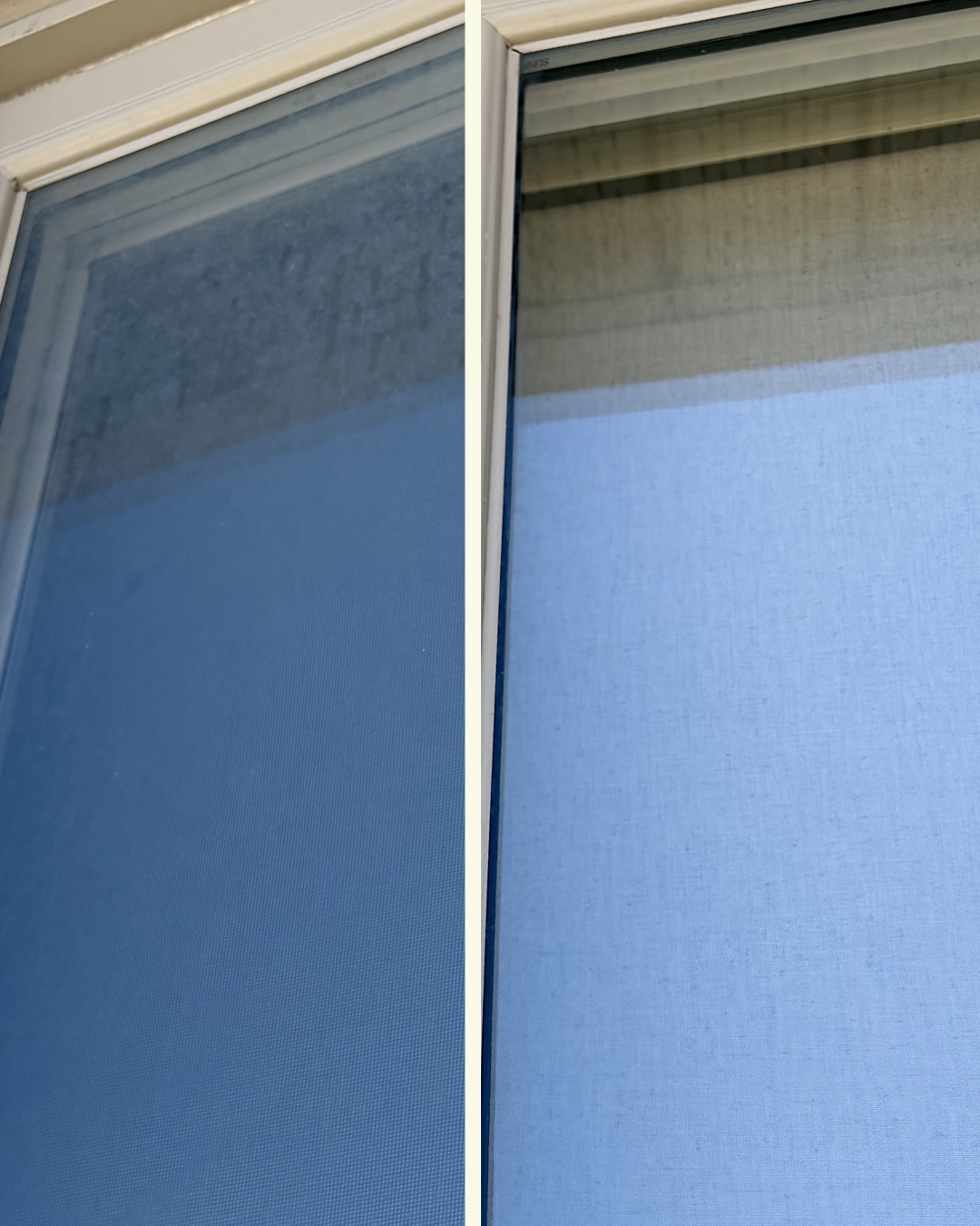Window screen cleaning before and after transformation